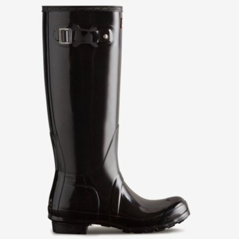 Women's Original Tall Gloss Rain Boots Grey Color Size 9